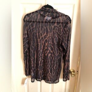 Sheer Leopard Print Long Sleeve Top
